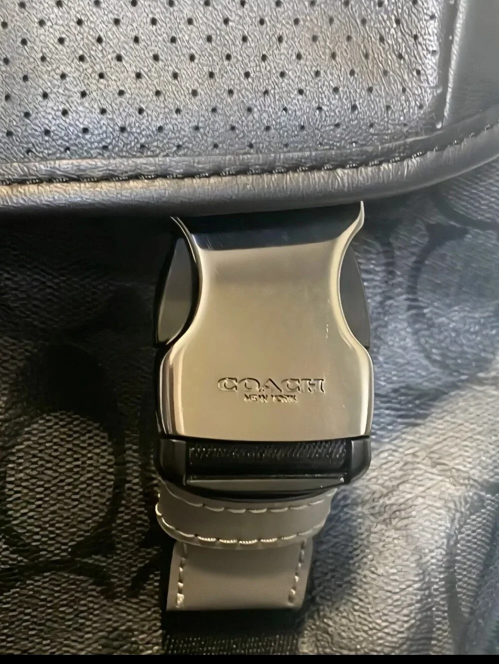 Coach Ranger Black and Gray Signature Canvas Roll-Top Backpack